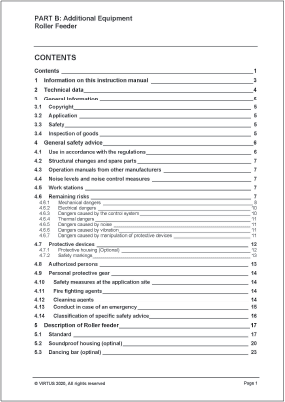 Virtus Equipment Roll Feeder Operating Manual